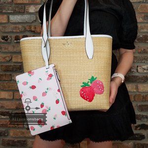 Kate Spade PICNIC in the Park Strawberry Natural tote